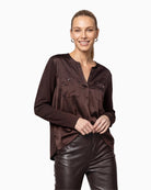 Monari Blouse in dark brown front view