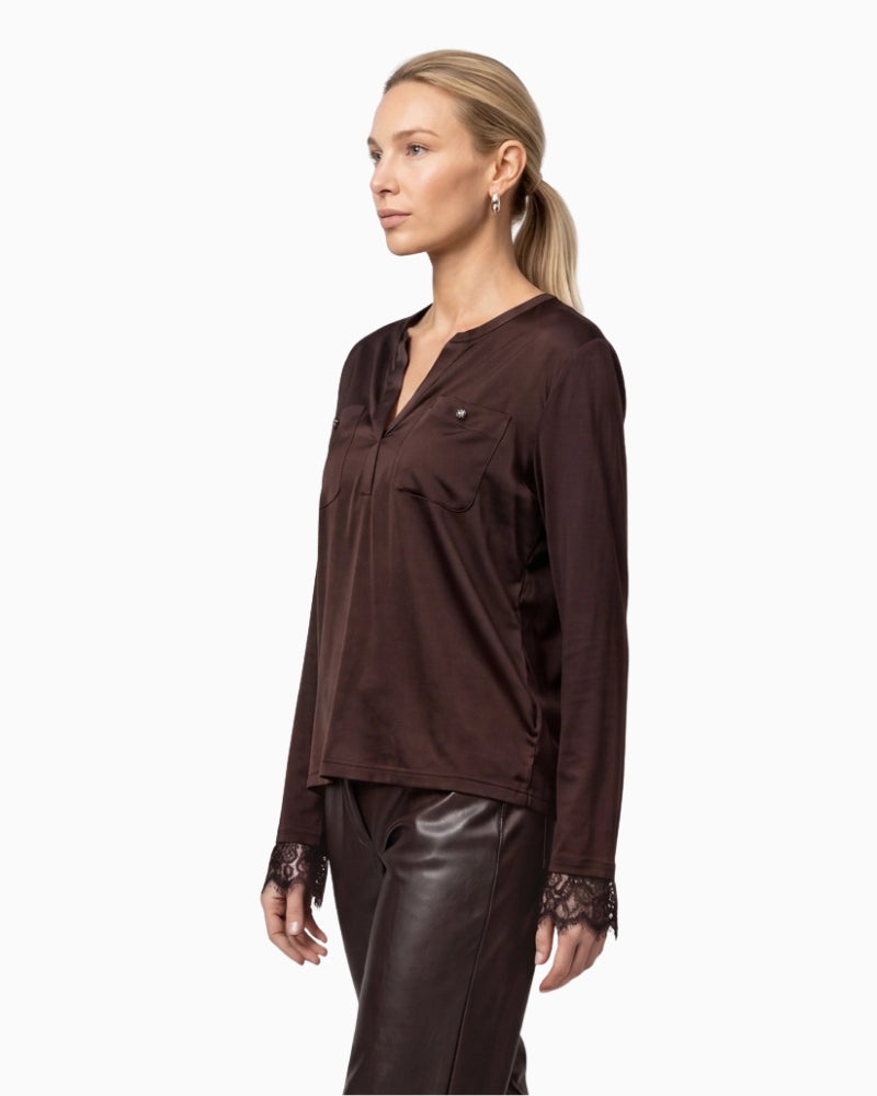 Monari Blouse in dark brown side view