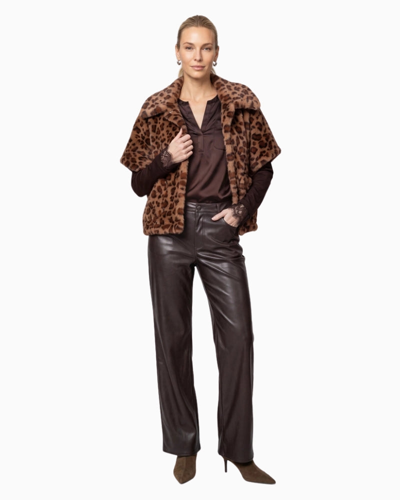 Monari Blouse in dark brown styled view