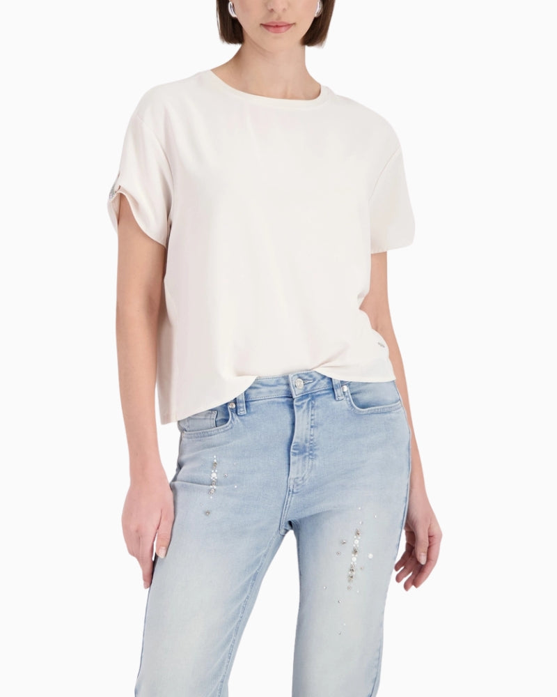 Monari Blouse with Jewellery Details in cream front view