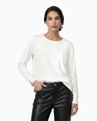 Monari Blouse with Jewellery Details in off white slit cuff detail
