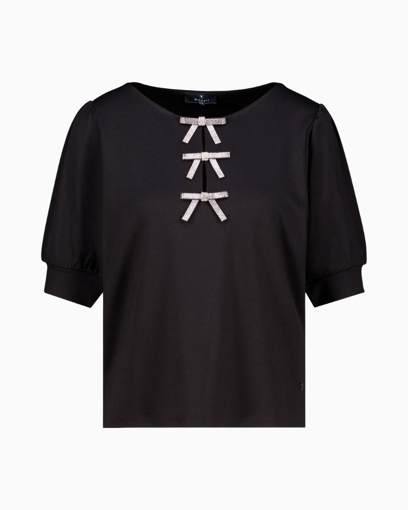 Monari Bow Detail Sweatshirt in Black fabric detail