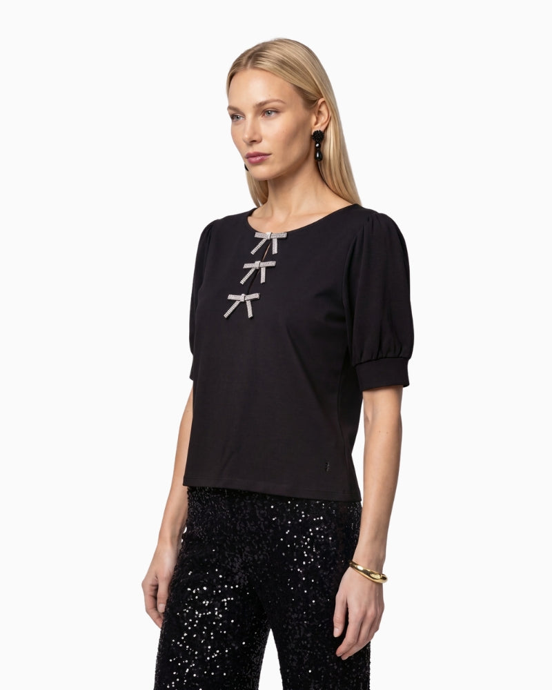 Monari Bow Detail Sweatshirt in Black side view