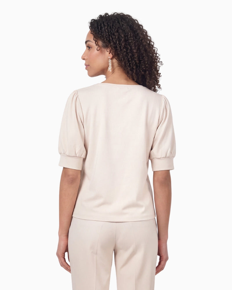 Monari Bow Detail Sweatshirt in Cream back view
