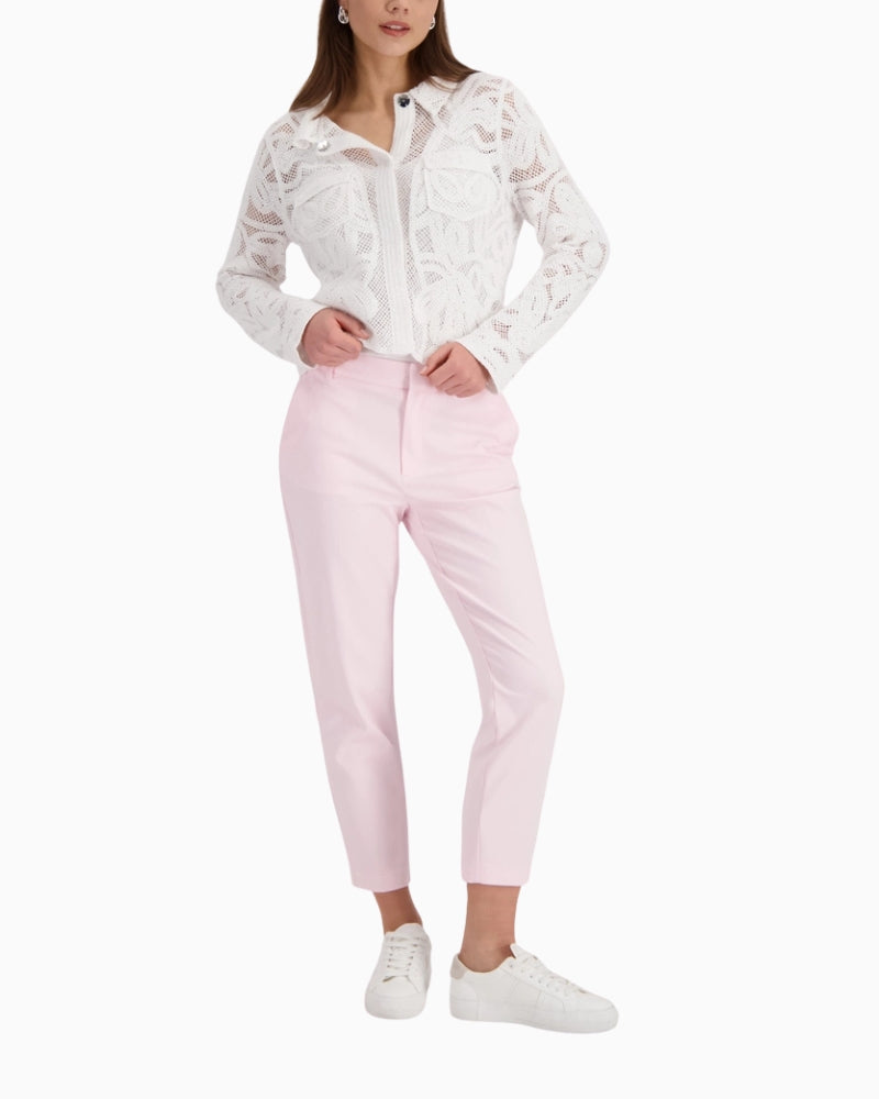 Monari Business Chino Trousers in rose full length view