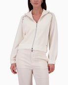 Monari cardigan with jewellery detail front view woman wearing – Áines Boutique