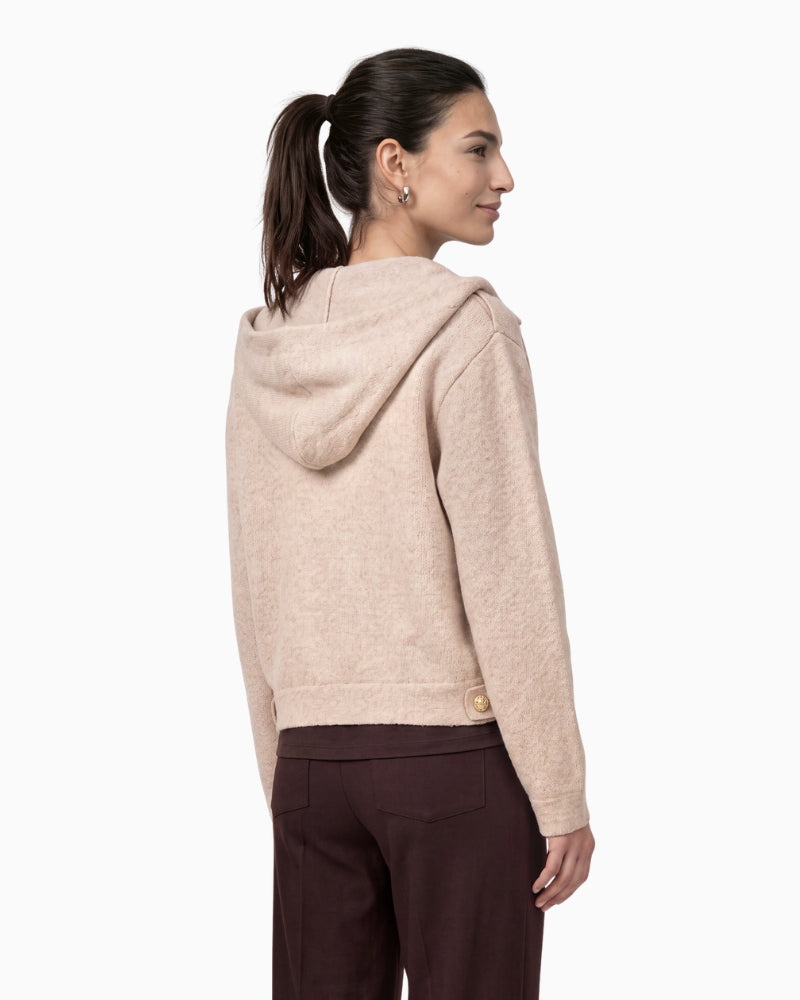 Monari Cardigan with Decorative Buttons in light beige back view
