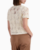 Monari Cardigan with Floral Pattern in cream back view