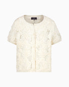 Monari Cardigan with Floral Pattern in cream lace detail
