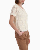 Monari Cardigan with Floral Pattern in cream side view