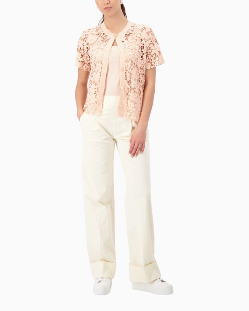 Monari Cardigan with Lace in peach angle view