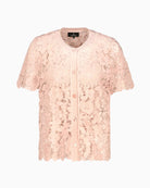 Monari Cardigan with Lace in peach floral lace detail