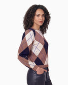 Monari Check Jacquard Jumper in light brown side view