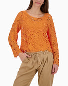 Monari cornelly crochet jumper front view woman wearing – Áines Boutique