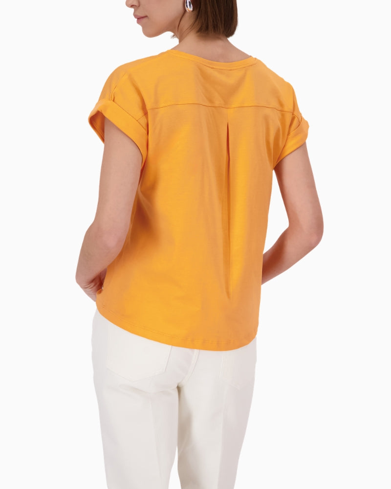 Monari cotton basic T-shirt back view woman wearing – Áines Boutique