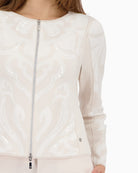 Monari cotton cardigan jacquard detail close-up – Áines Boutique