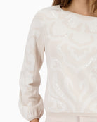 Monari cotton jumper jacquard detail close-up – Áines Boutique