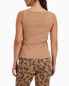 Monari cotton stretch basic tank top back view woman wearing – Áines Boutique