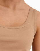 Monari cotton stretch basic tank top fabric detail close-up – Áines Boutique