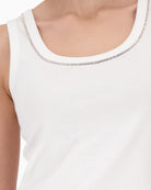 Monari cotton top embellished collar detail close-up – Áines Boutique