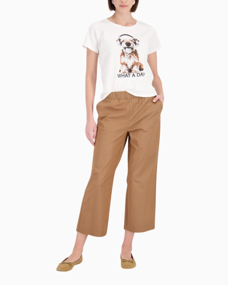 Monari Culotte Trousers in light brown front view