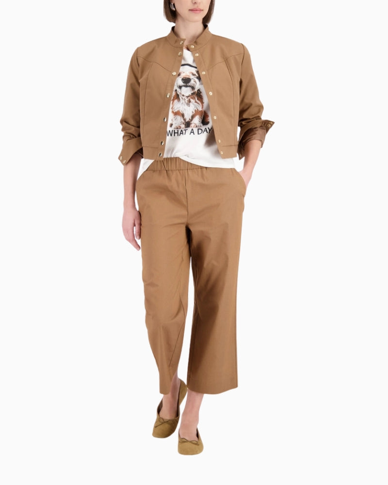 Monari Culotte Trousers in light brown front view