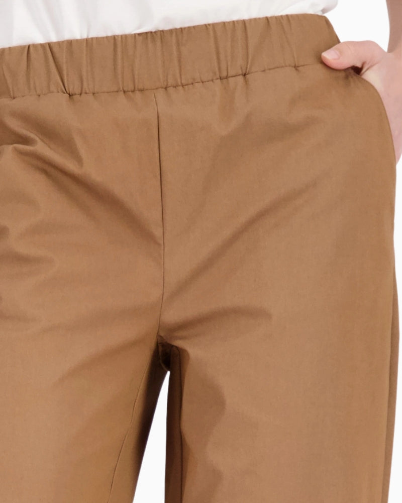Monari Culotte Trousers in light brown waistband detail