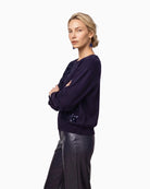 Monari Decorative Applications Jumper in navy side view