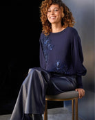 Monari Decorative Applications Jumper in navy styled