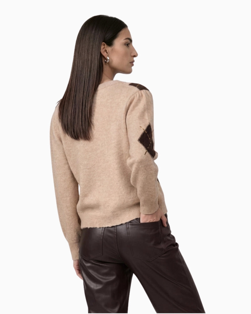 Monari Diamond Cardigan in light beige back view