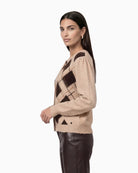 Monari Diamond Cardigan in light beige side view