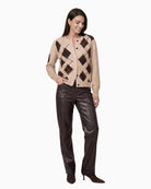 Monari Diamond Cardigan in light beige styled view