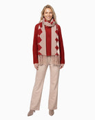 Monari Diamond Pattern Knitted Scarf in Beige full product view