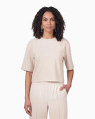 Monari Embellished Sweatshirt in Cream front view