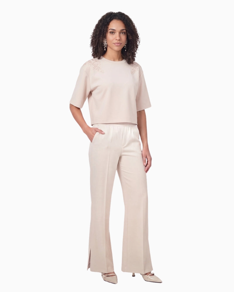 Monari Embellished Sweatshirt in Cream styled view