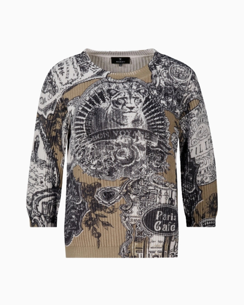 Monari Emblem Print Jumper in black print emblem detail