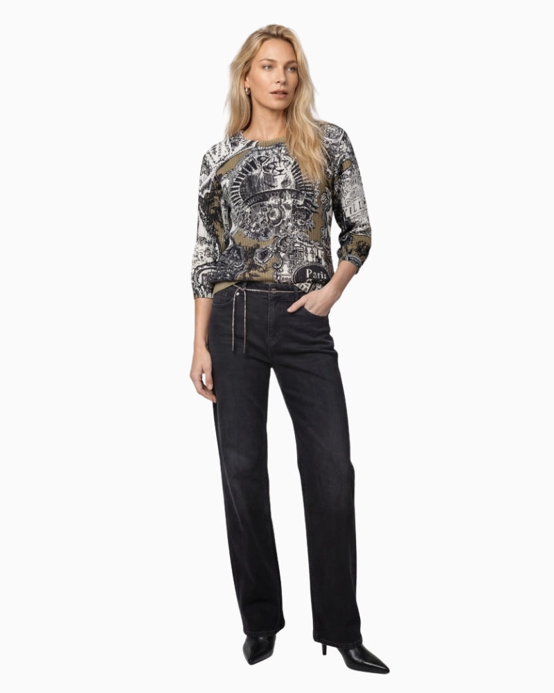 Monari Emblem Print Jumper in black print model view