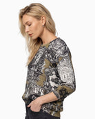 Monari Emblem Print Jumper in black print side view