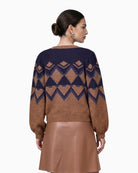 Monari Fair Isle Pattern Jumper in camel back view