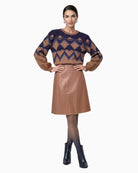 Monari Fair Isle Pattern Jumper in camel styled view