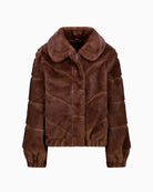 Monari Faux Fur Jacket in Brown interior lining detail