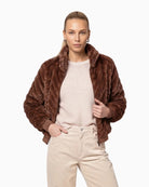 Monari Faux Fur Jacket in brown front view