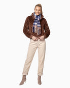 Monari Faux Fur Jacket in brown styled view