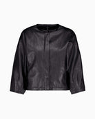 Monari Faux Leather Jacket in Black balloon sleeve detail