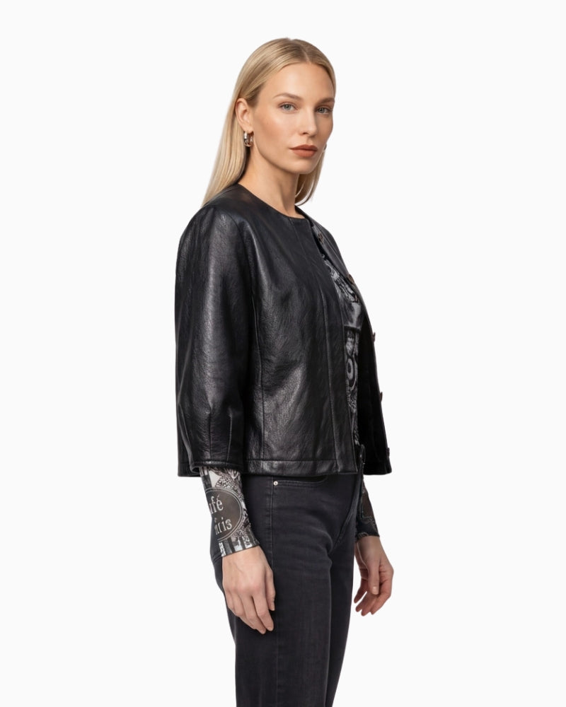 Monari Faux Leather Jacket in Black side view