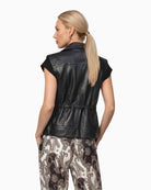 Monari Faux Leather Vest in Black back view