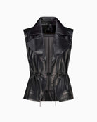 Monari Faux Leather Vest in Black faux leather detail