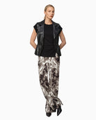 Monari Faux Leather Vest in Black styled view
