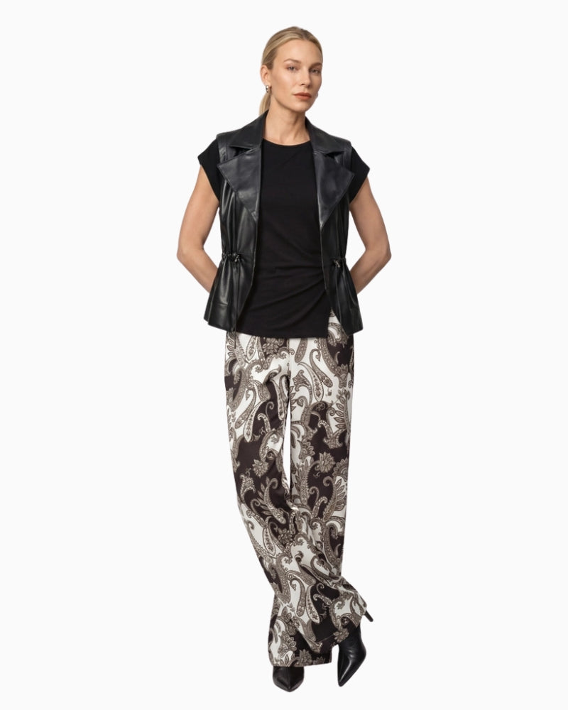 Monari Faux Leather Vest in Black styled view