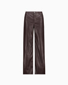 Monari Faux Leather Wide-Leg Trousers in dark brown faux leather detail
